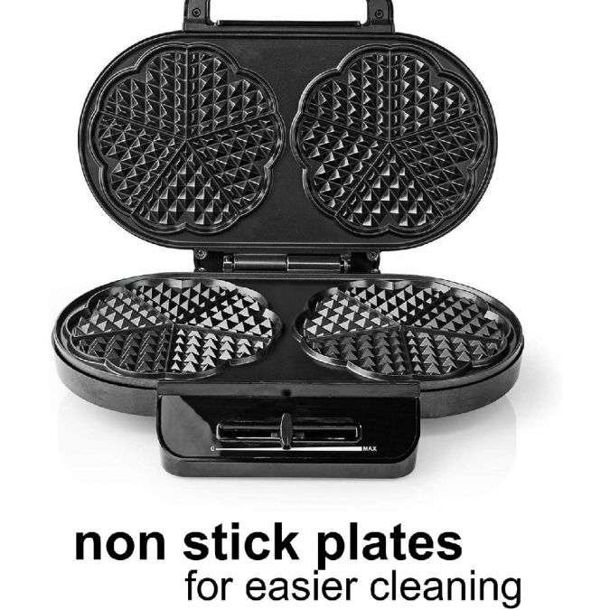 Waffle Maker Machine Dual 14cm Heart Shape Slice Non Stick Iron Press 1200W