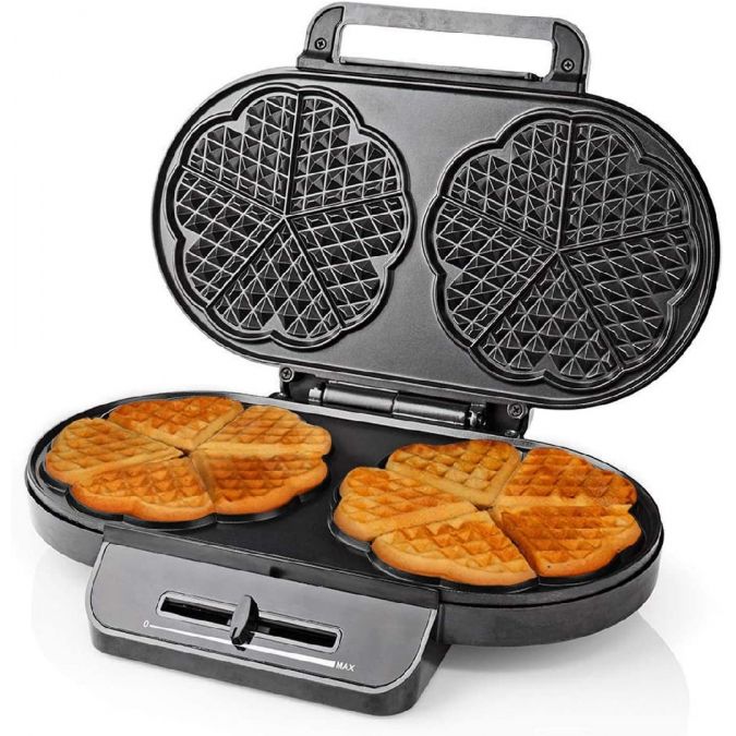 Waffle Maker Machine Dual 14cm Heart Shape Slice Non Stick Iron Press 1200W