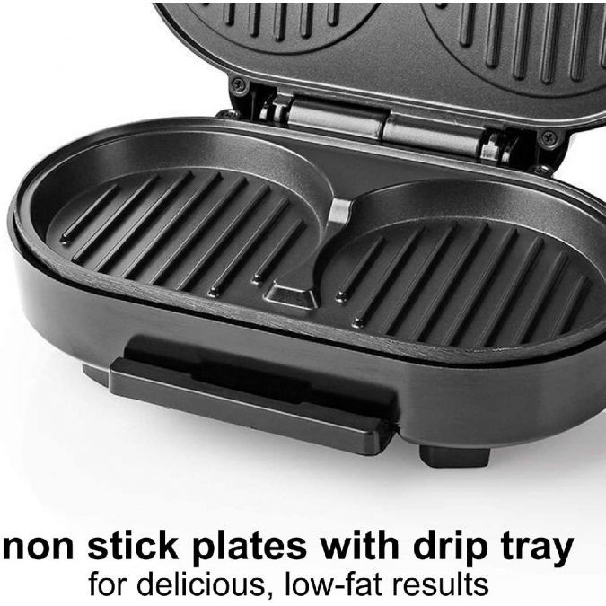 1000W Electric Non-stick Twin Hamburger Burger Patty Maker Grill Griddle Cooker