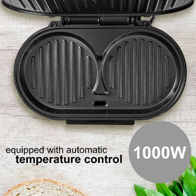 1000W Electric Non-stick Twin Hamburger Burger Patty Maker Grill Griddle Cooker