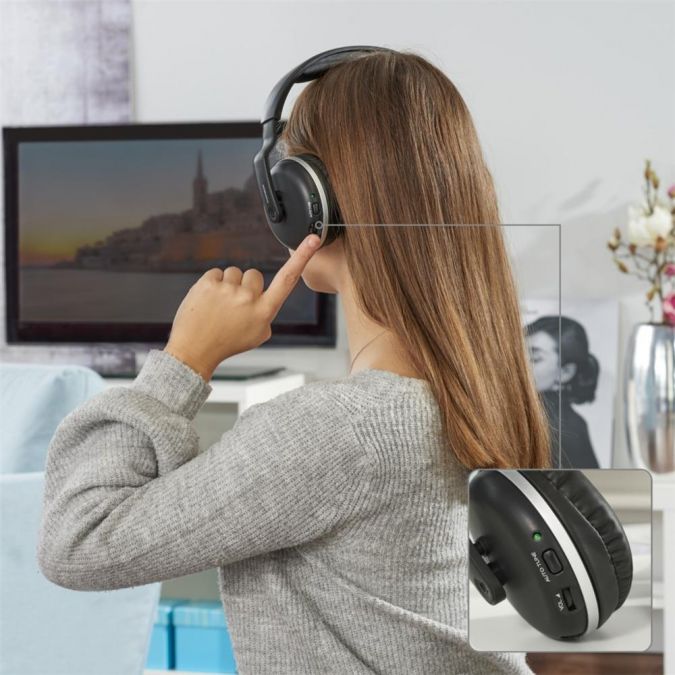 Thomson WHP3321BK-UK Rechargeable Optical Wireless Headphones - Audio and TV, Easy Setup