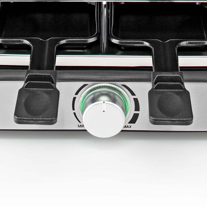 Stone Raclette Grill 8 Person 8 Pans and Spatulas Adjustable Termperature