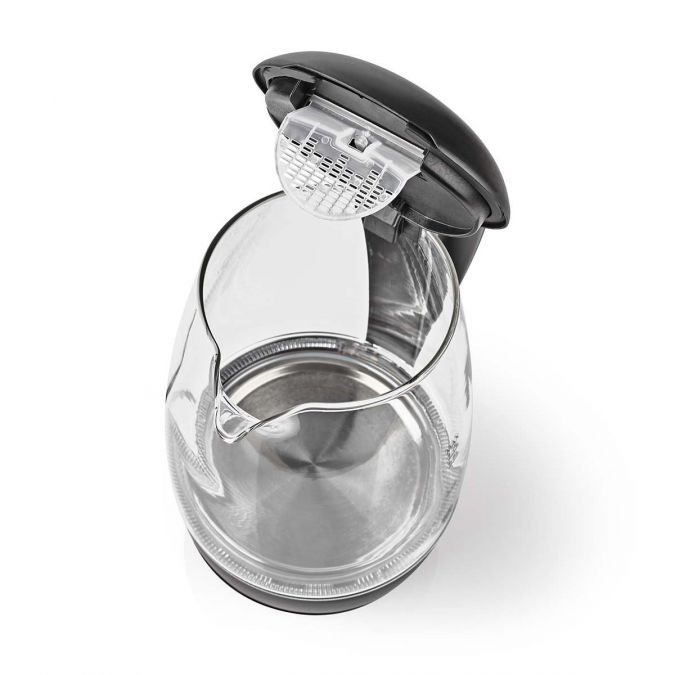 Electric 1.7L Kettle, Glass Jug with Blue LED Illumination, Quick Boil Time, and Boil-Dry Protection, 2250W