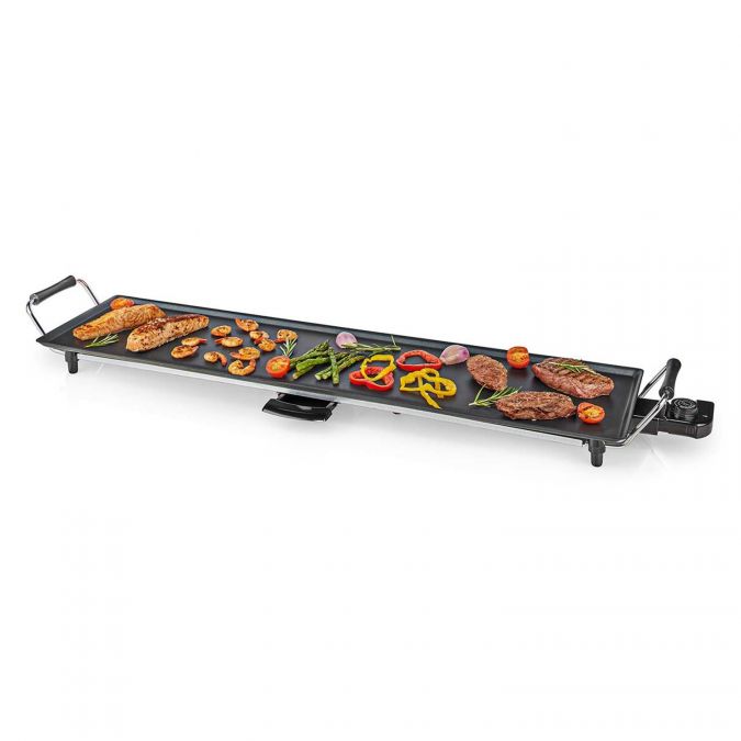 Electric Non Stick Teppanyaki Table Top Grill Griddle Plate BBQ with Drip Tray - 90cm x 23cm