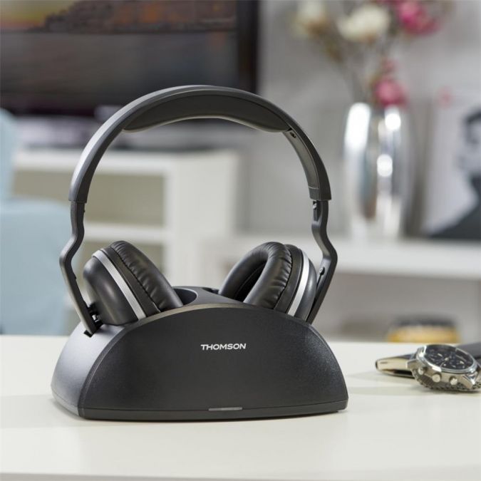 Thomson WHP3321BK-UK Rechargeable Optical Wireless Headphones - Audio and TV, Easy Setup