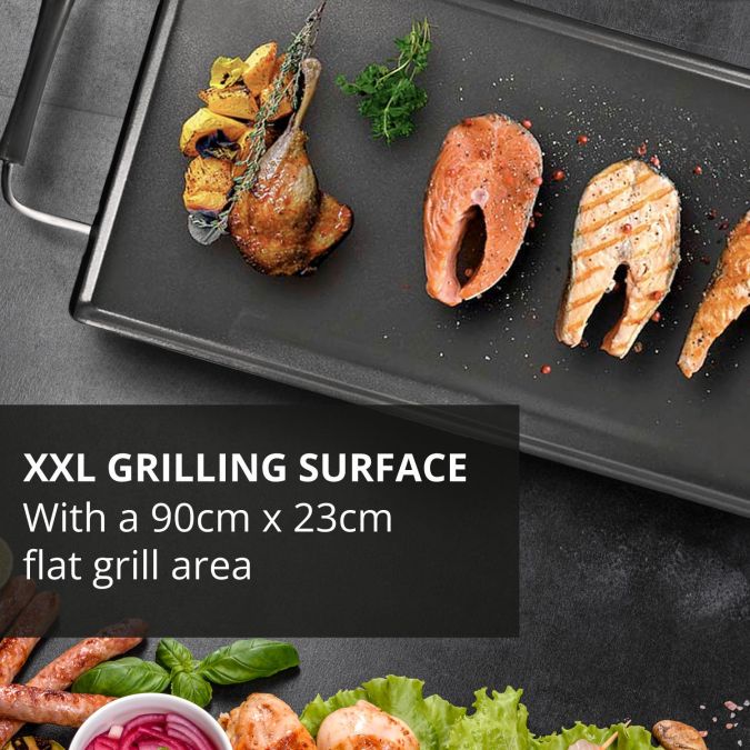 Electric Non Stick Teppanyaki Table Top Grill Griddle Plate BBQ with Drip Tray - 90cm x 23cm
