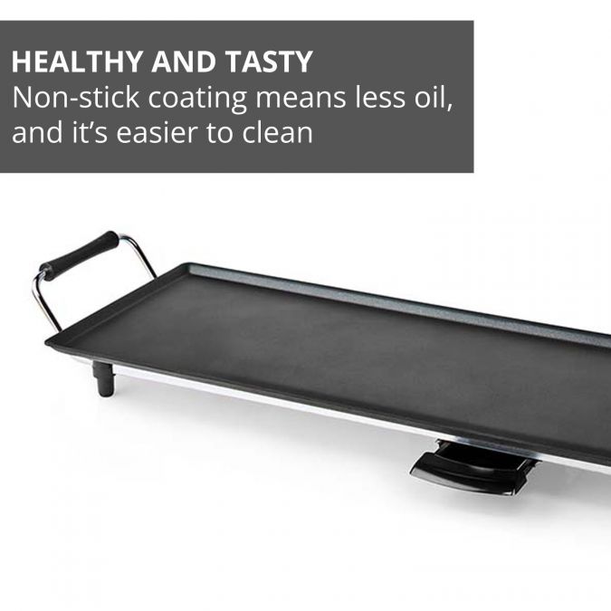 Electric Non Stick Teppanyaki Table Top Grill Griddle Plate BBQ with Drip Tray - 90cm x 23cm
