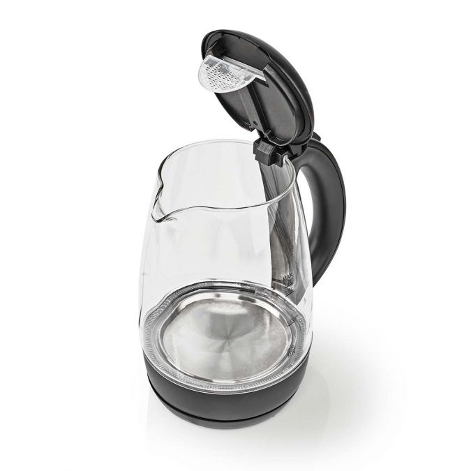 Electric 1.7L Kettle, Glass Jug with Blue LED Illumination, Quick Boil Time, and Boil-Dry Protection, 2250W
